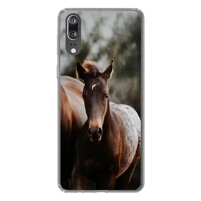 Produktbild von MuchoWow® Handyhülle Schutzhülle Hülle für Huawei P20 Pferde - Wald - Berge Silikon Softcase Handy Hülle - Hardcover