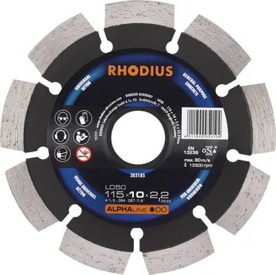 Immagine prodotto di Disco da taglio diamantato - ALPHALINE - LD50 - 115 X 10,0 X 2,2 X 22,23 mm