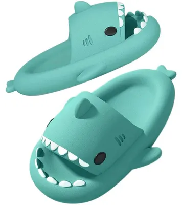 Image de Pantoufles en forme de requin pour enfants, sandales de bain antidérapantes pour une utilisation à la maison et à l'extérieur