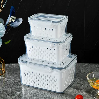 Produktbild von Frischhaltebox 3er Set,Salatschüssel,PP,850ml/1750ml/3300ml,Mit Deckel,-20-70°,Entleerbar