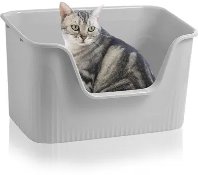 Produktbild von XXL Katzenbox ohne Deckel, Grau, 64x45x33cm, für Katzen und Kaninchen