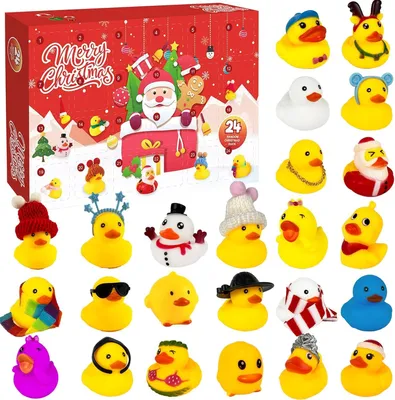 Produktbild von Gummienten Adventskalender 2025 šC 24 Tage Weihnachten Countdown Kalender mit Quietscheenten, Kleine Gelbe Ente Badespielzeug fš¹r Kinder Jungen M?dchen