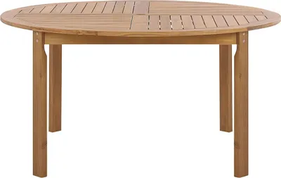 Obrázok produktu pre BELIANI Záhradný jedálenský stôl svetlé akáciové drevo okrúhly 150 cm lamelový dizajn do interiéru a exteriéru