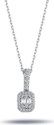 Produktbild von Diamant Halskette mit 0,18 Carat Baguette-Schliff Brillant-Schliff Anhänger