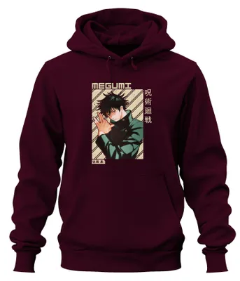 Immagine prodotto di Megumi Fushiguro Jujutsu Kaisen Shikigami gloomy Otaku regalo unisex felpa con cappuccio, Borgogna, S