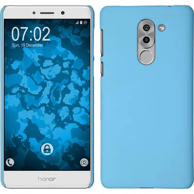 Produktbild von PhoneNatic Case kompatibel mit Huawei Honor 6x - Hülle hellblau gummiert Hard-case + 2 Schutzfolien