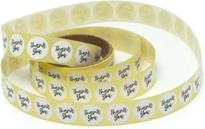 Obrázek produktu pro Kulaté bílé samolepky Fi25mm Děkuji - design 5