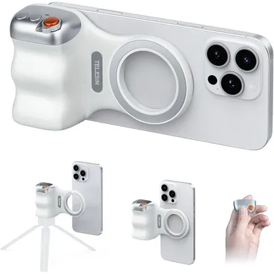 Image de Support magnétique pour smartphone avec télécommande Bluetooth amovible - Filetage 1/4" - Recharge USB-C, support pour iPhone et Android