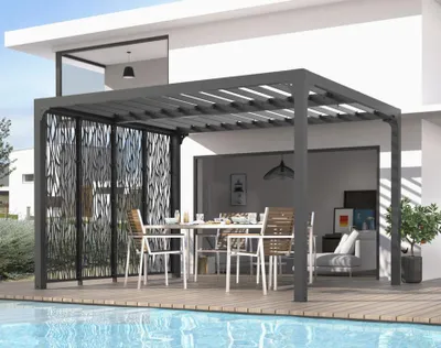 Image de Pergola bioclimatique 10.80m² gris anthracite - Habrita - PER3630MBI -