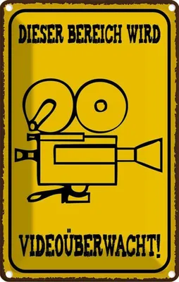 Produktbild von vianmo Blechschild 18x12 cm Warn Bereich videoüberwacht Warnschild Hinweisschild Sicherheit Vorsicht