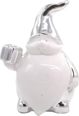 Produktbild von Keramik Weihnachtsmann silber-weiß 17cm - 1 Stück