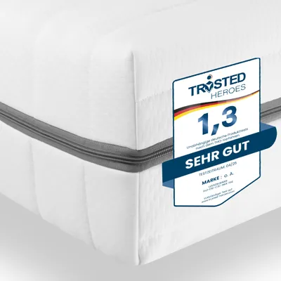 Produktbild von Orthopädische Kaltschaummatratze 18cm hoch - Matratze 90x200 mit 7 Liegezonen, Matratze H3 H4, Kaltschaummatratze 90x200 für jede Schlafposition, Höhe 18cm, Matratze hygienisch, atmungsaktiv, allergikergeeignet, Matratze weich, Matratze mittelhart, Matraze 90x200 mit Top Liegekomfort