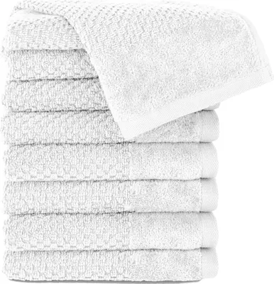 Produktbild von Pure Label 8-TLG Gästehandtücher 30x50 cm mit Aufhängeschlaufe aus 100% Baumwolle, saugstark und weich | 8 Gästehandtücher Weiß, 30x50cm