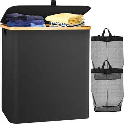 Produktbild von Mejasg Folding Wäschekorb mit Bambus Griffe 110L