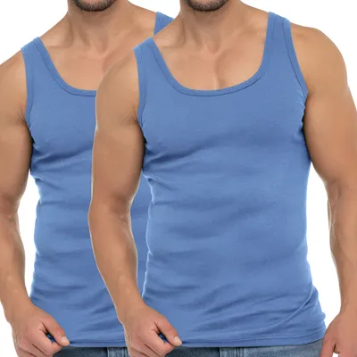 Produktbild von Celodoro Herren Business Tank Top (2er Pack) Achselhemd aus Baumwolle - Carolina Blue 3XL