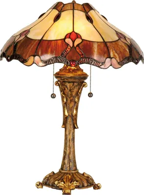 Zdjęcie produktu dla Lampa stołowa Clayre & Eef Tiffany Ø 40x53 cm czerwono-beżowe szkło