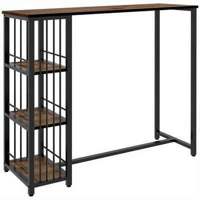 Immagine prodotto di Tavolo da cucina in stile industriale con 3 ripiani - tavolo da cucina autoportante di 120x40x105 cm, nei colori nero e marrone