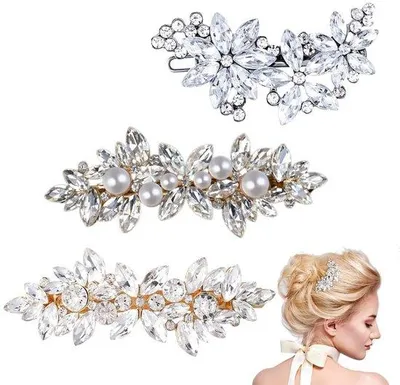 Image de Lot de 3 pinces à cheveux en cristal, ornées de strass - Accessoires pour cheveux sûrs