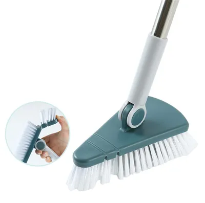 Produktbild von Biegsame Eckenbürste mit langem Stiel und abnehmbarer Dreiecksbürste für Treppen, Wände, Badezimmer und Küche