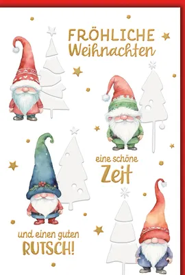 Produktbild von Weihnachten Wichtelmännchen fröhliche Weihnachten Glückwunschkarte mit Umschlag