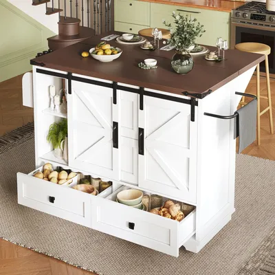 Produktbild von STILVORA Küchenwagen Mit Klapptisch & Höhenverstellbaren Böden, Kücheninsel Multifunktional Mit Stauraum & Sideboard, Servierwagen Rollbar Für Küche Wohnzimmer Balkon