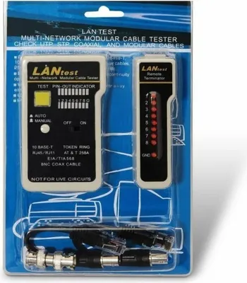 Produktbild von AISENS A142-0314, UTP/STP-Kabeltester, BNC, RJ-11, RJ-12, RJ-45, USB, Schwarz, Grau, RoHS, 155 mm, 110 mm