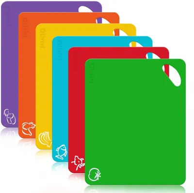 Produktbild von Farbkodierte Schneidebretter Set BPA-frei Antibakterielle Kunststoff Küchenbretter Spülmaschinenfeste Frühstücksbretter Hackbretter 31 * 38cm