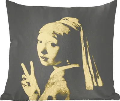 Produktbild von MuchoWow® Zierkissen Sofakissen Wohnzimmer Dekokissen 45x45 cm Mädchen mit Perlenohrring - Vermeer - Kunst - Schlafpolster - Polster für das Sofa