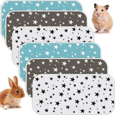 Produktbild von 6er Pack Saugfähige Meerschweinchen Käfig Einlagen Wiederverwendbare PIPI Pads Waschbare Urin Unterlagen wasserdichte Urin Pads Kätzchen Welpenmatten für Kleintiere, 3 Stile (50 x 70 cm)