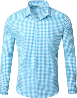 Produktbild von Reslad Herren Hemd Vichy Karomuster Langarmhemd RS-7007 Türkis L