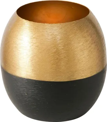 Produktbild von Teelichthalter Anelo - Kronleuchter aus schwarz & gold lackiertem Eisen - 9 x 9 x 9,5 cm - 2051985