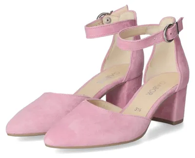 Image de Escarpins à brides Gabor, couleur rose, en cuir texturé, taille : 38,5