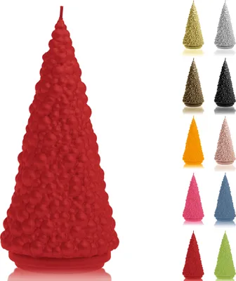 Produktbild von Candellana Kerze Weihnachtsbaum | Höhe: 20 cm | Brennzeit 35h | Weihnachten | Handgefertigt in der EU | Rot