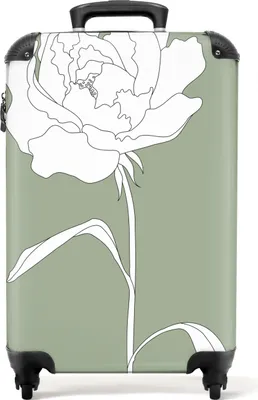 Produktbild von NoBoringSuitcases.com® Koffer Handgepäck Trolley Rollkoffer Kleine Reisekoffer mit 4 Rollen - Rose - Blumen - Grün - Weiß - Pflanzen - Cabin Size < 55x40x23 cm & 55x40x20 cm - Fotokoffer - Kabinenkoffer - BoardgepäckHandgepäck Koffer 55x35x20 cm, 36L,
