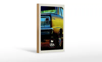 Produktbild von Holzschild Reise 12x18 cm Amerika Oldtimer USA gelb Dekoration Urlaub
