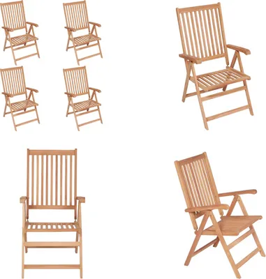 Produktbild von vidaXL Verstellbare Gartenstühle 4 Stk. Massivholz Teak - Gartenstuhl - Gartenstühle - Gartensessel - Klappstuhl