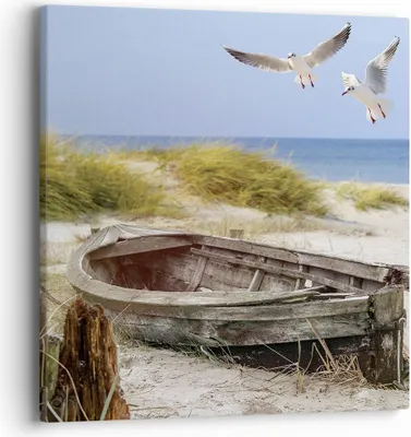 Produktbild von Bild auf Leinwand - Leinwandbild - Einteilig - Strand Möwen £ódŸ - 40x40cm - Wand Bild - Wanddeko - Wandbilder - Leinwanddruck - Bilder - Wanddekoration - Leinwand bilder - Wandbild - AC40x40-4170