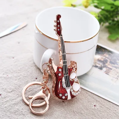 Produktbild von Modischer Gitarren-Strass-Anhänger, Schlüsselanhänger, Schlüsselanhänger, Tasche, Dekor, Geschenk