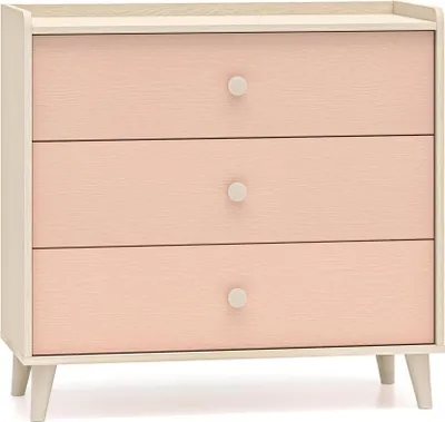 Image de FURNLUX Commode Mevel Rose Et Beige 90cm / Couleur principale : Rose / Dimensions : 90 x 85 x 40 cm
