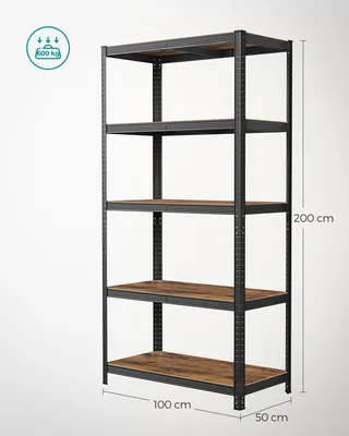 Obrázek produktu pro SONGMICS Stojící regál Aktenrega, sada 2 kusů, regál na knihy, úložný regál, 5 polic, nastavitelný, 50 x 100 x 200 cm, nosnost do 875 kg