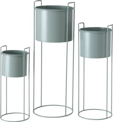 Produktbild von Blumentöpfe mit Ständer MELANDA, Metall, hellgrün, 3er-Set