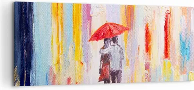 Produktbild von Bild auf Leinwand - Leinwandbild - Liebhaber Regenschirm - 120x50cm - Wand Bild - Wanddeko - Leinwanddruck - Bilder - Kunstdruck - Wanddekoration - Leinwand bilder - Wandkunst - AB120x50-3692