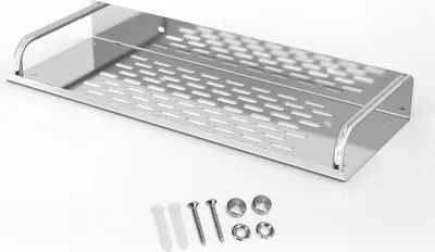 Produktbild von Intirilife Duschablage aus Edelstahl mit 30 x 13 cm - Duschkorb Duschregal Badregal mit praktischen Ablaufrinnen zum Bohren für Bad und Küche