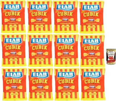 Produktbild von Elah Cubik Toffee La caramella classica Mou al latte, Die Italienisch Klassische Milch Mou Süßigkeiten, bonbons lollies, 12x 150 g + Italian Gourmet polpa 400g