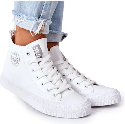 Zdjęcie produktu dla Damskie Skórzane Wysokie Trampki Big Star GG274016 Białe 39