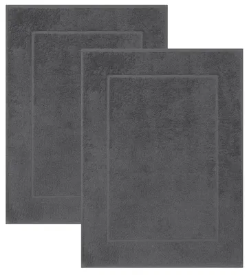 Produktbild von Premium-Badematte 50x70 cm, 2er-Set - Badematten aus 100% Baumwolle, ca. 650 g/m²,  Standard 100, saugfähig und weich, Farbe Anthrazit.
