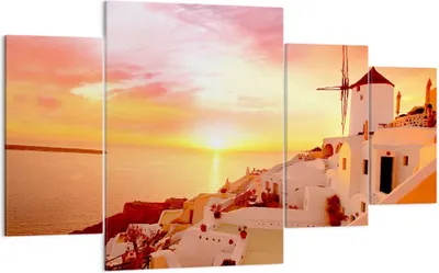 Produktbild von Bild auf Leinwand - Leinwandbild - Santorini Griechenland Urlaub - 160x90cm - Wand Bild - Wanddeko - Leinwanddruck - Bilder - Kunstdruck - Wanddekoration - Leinwand bilder - Wandkunst - DL160x90-2691