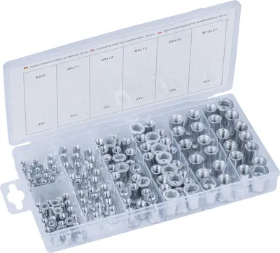 Produktbild von Nietmuttern-Sortiment, Aluminium, 150-tlg.