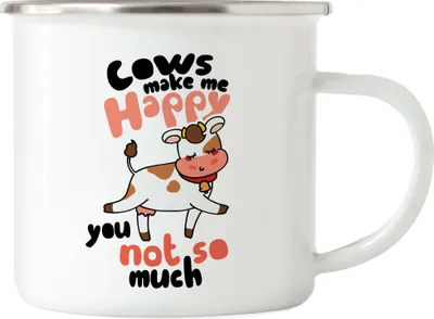 Produktbild von Cows Make Me Happy Emaille Tasse Kuh-Fans Kuh-Liebhaber Milchkuh Landwirt Geschenkidee
