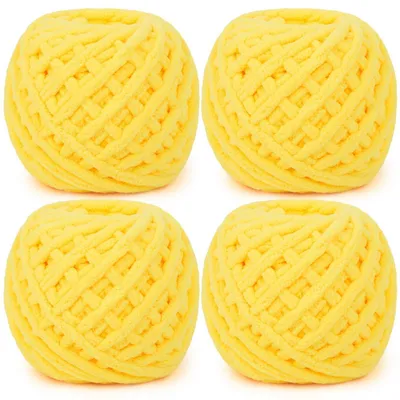 Obrázok produktu pre Vlna na pletenie, žltá, 4 x 100 g, hrubá priadza na ručné práce